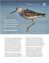Avian Habitat Suitability Models for Puget Sound Estuary Birds