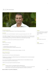 Dr. S. Shivakumar Faculty Scientist