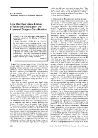 Lois Mai Chan's New Edition of Immroth's Manual on the Library of Congress Tion of the Subject Headings? (Maybe, but They Are Not Classification