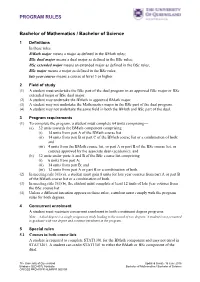 PROGRAM RULES Bachelor of Mathematics / Bachelor of Science