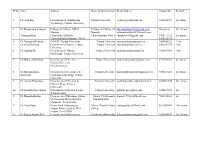 Sl.No Name Address Name of Organisation/Collegeemail Address Contact No