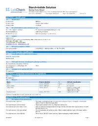 Starch-Iodide Solution Safety Data Sheet According to Federal Register / Vol