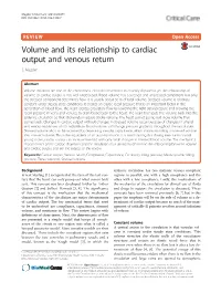 Volume and Its Relationship to Cardiac Output and Venous Return S
