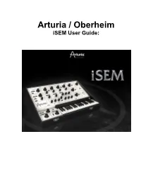 Arturia / Oberheim Isem User Guide