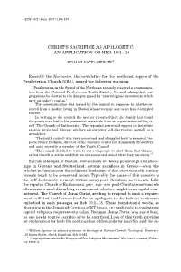 Christ's Sacrifice As Apologetic: an Application of Heb 10:1–18 William David Spencer