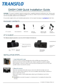 DASH CAM Quick Installation Guide