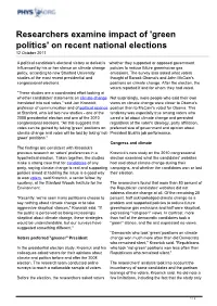 'Green Politics' on Recent National Elections 12 October 2011