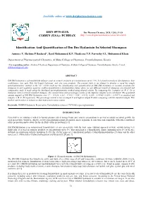 Identification and Quantification of Dm Dm Hydantoin in Selected Shampoos