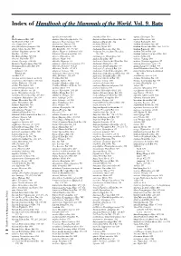 Index of Handbook of the Mammals of the World. Vol. 9. Bats