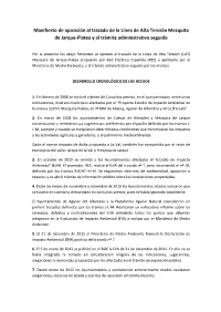 Manifiesto De Oposición Al Trazado De La Línea De Alta Tensión Mezquita De Jarque-Platea Y Al Trámite Administrativo Seguido