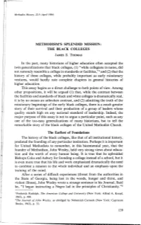 Methodism's Splendid Mission: the Black Colleges