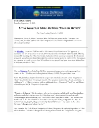 Ohio Governor Mike Dewine Week in Review