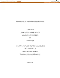 Philosophy and the Professional Image of Philosophy