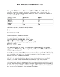 PNW Ambulance/EMT DPL Briefing Paper