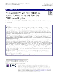 Pre-Hospital CPR and Early REBOA in Trauma Patients — Results from the Abotrauma Registry Peter Hilbert-Carius1*, David T