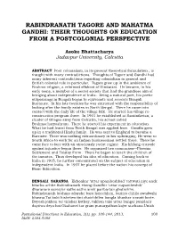 Rabindranath Tagore and Mahatma Gandhi: Their Thoughts on Education from a Postcolonial Perspective