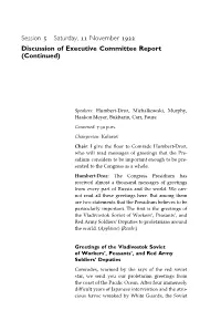 Saturday, 11 November 1922 Discussion of Executive Committee Report (Continued)