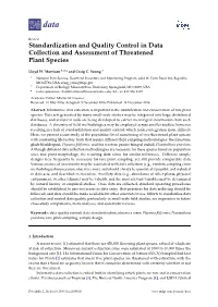 Standardization and Quality Control in Data Collection and Assessment of Threatened Plant Species