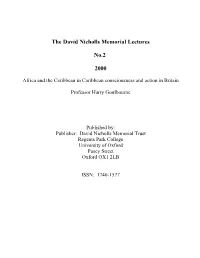 The David Nicholls Memorial Lectures No.2 2000