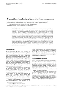The Problem of Professional Burnout in Stress Management