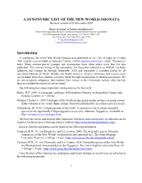 A SYNONYMIC LIST of the NEW WORLD ODONATA Introduction