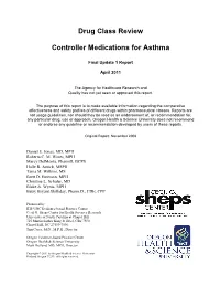 Drug Class Review Controller Medications for Asthma