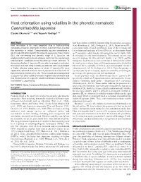 Host Orientation Using Volatiles in the Phoretic Nematode Caenorhabditis