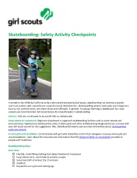 Skateboarding: Safety Activity Checkpoints