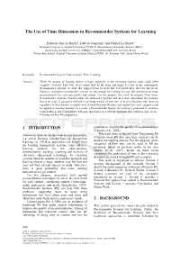 The Use of Time Dimension in Recommender Systems for Learning