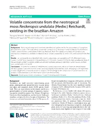 Volatile Concentrate from the Neotropical Moss Neckeropsis Undulata (Hedw.) Reichardt, Existing in the Brazilian Amazon Thyago G