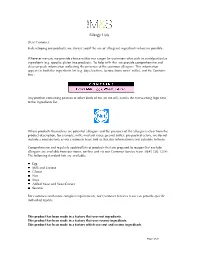 Allergy List For