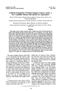 Artificial Propagation of Mutton Snapper Lutjanus Analis, a New Candidate Marine Fish Species for Aquaculture