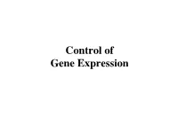 Control of Gene Expression