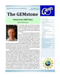Global Environment Modeling December 2016 Volume 26, Issue 2 the Gemstone Notes from GEM Chair Inside This Issue Notes from GEM Chair