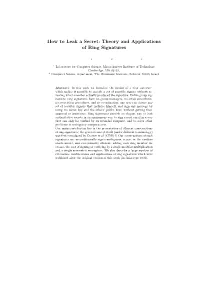 How to Leak a Secret: Theory and Applications of Ring Signatures