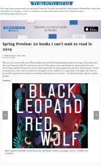 Spring Preview: 20 Books I Can't Wait to Read in 2019
