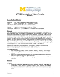 URP 535: Introduction to Urban Informatics Fall 2017