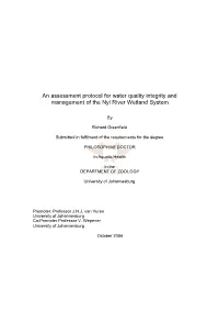 An Assessment Protocol for Water Quality Integrity and Management of the Nyl River Wetland System