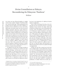 Divine Constellations at Palmyra. Reconsidering the Palmyrene Pantheon