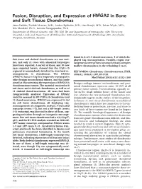 Fusion, Disruption, and Expression of HMGA2 in Bone and Soft Tissue