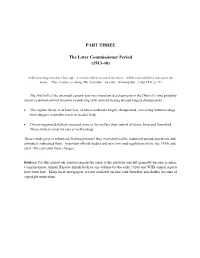 PART THREE the Later Commissioner Period