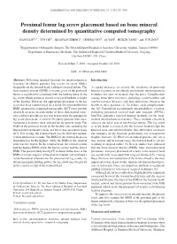 Proximal Femur Lag Screw Placement Based on Bone Mineral Density Determined by Quantitative Computed Tomography
