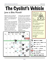 The Cyclist's Vehicle Is Published by the Edmonton Bicycle Commuters’ Society
