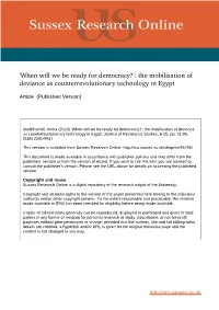 'When Will We Be Ready for Democracy?': the Mobilisation of Deviance As Counterrevolutionary Technology in Egypt