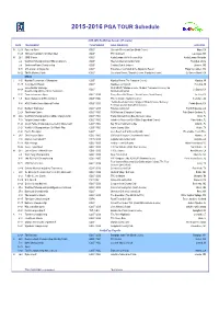 2015-16 PGA TOUR Schedule for RELEASE