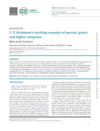 C. P. Kurtzman's Evolving Concepts of Species, Genus and Higher Categories