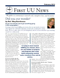 First UU Newsoctober We Gather in Community to Nourish Souls, Transform Lives, and Do Justice Did You Ever Wonder? by Rev