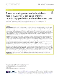 For E. Coli Using Enzyme Promiscuity Prediction and Metabolomics Data Sara A