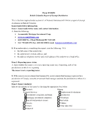 Form 45-106F6 British Columbia Report of Exempt Distribution This