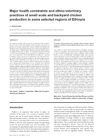 Major Health Constraints and Ethno-Veterinary Practices of Small Scale and Backyard Chicken Production in Some Selected Regions of Ethiopia